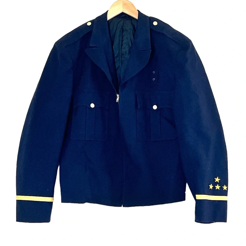 Vintage 1971 Men’s Military Uniform Jacket wool zip front size large